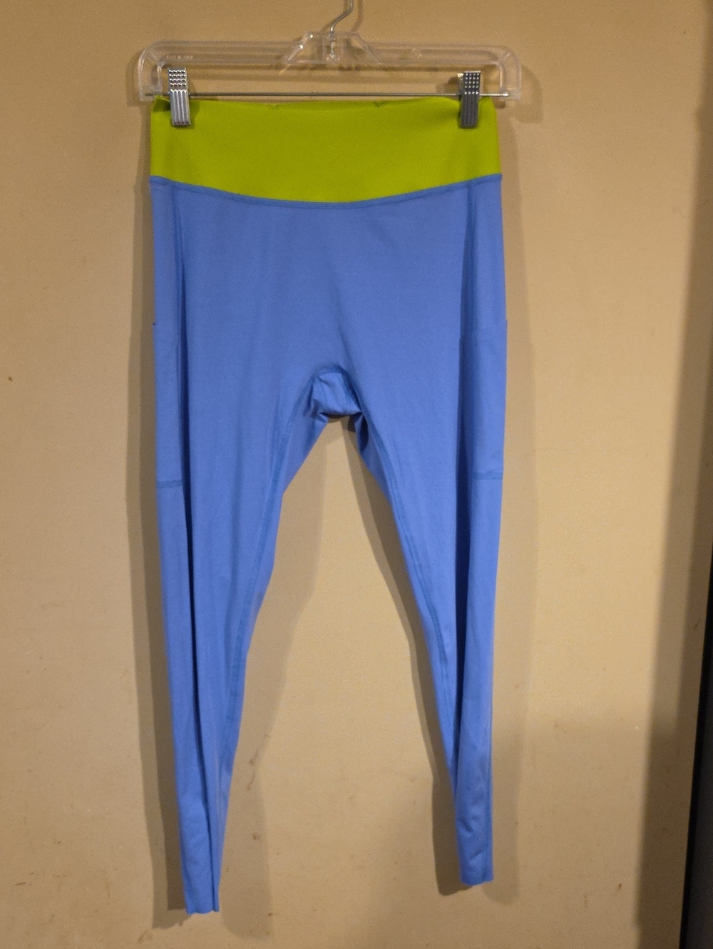 Parade Performance Leggings with Lime Waistband - Blue
